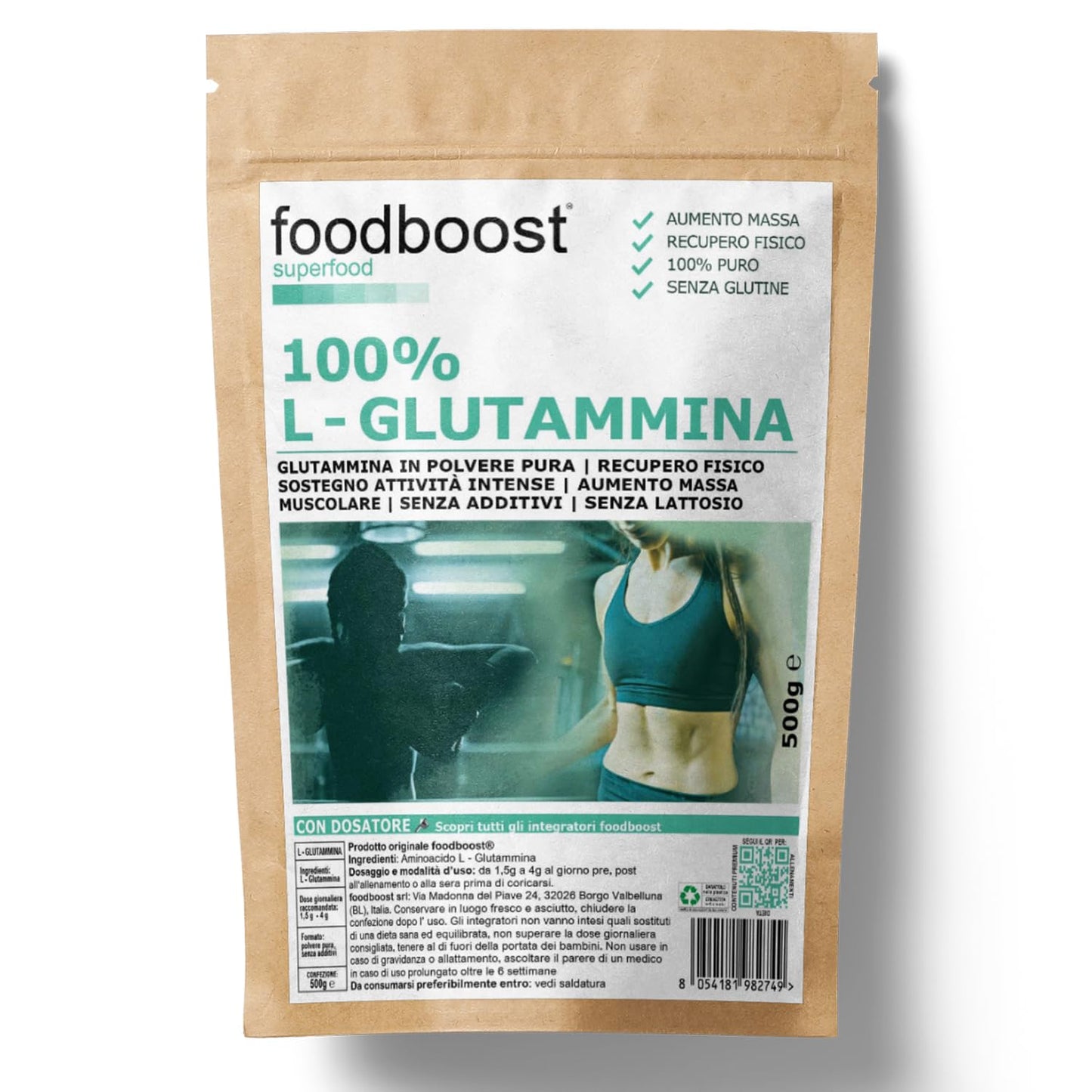 L - Glutammina pura in polvere da 500 g
