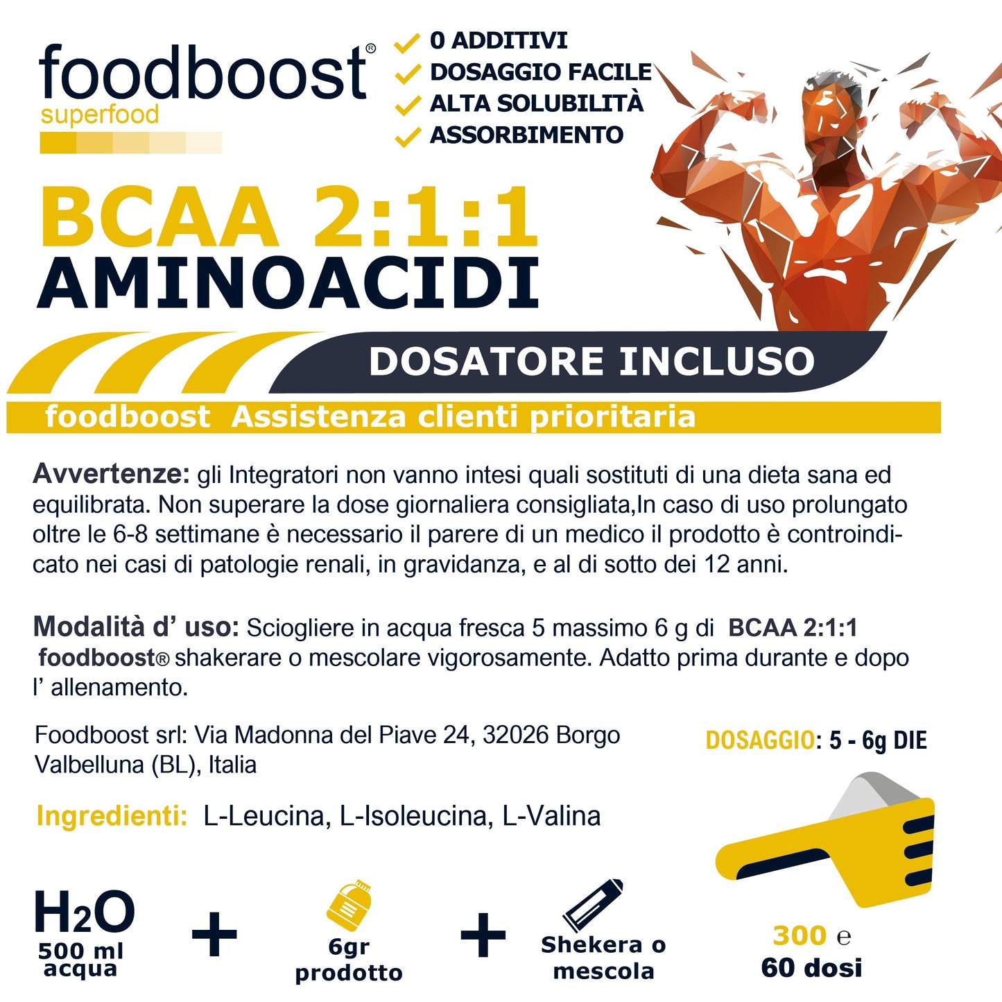 Aminoacidi ramificati BCAA da 300 g