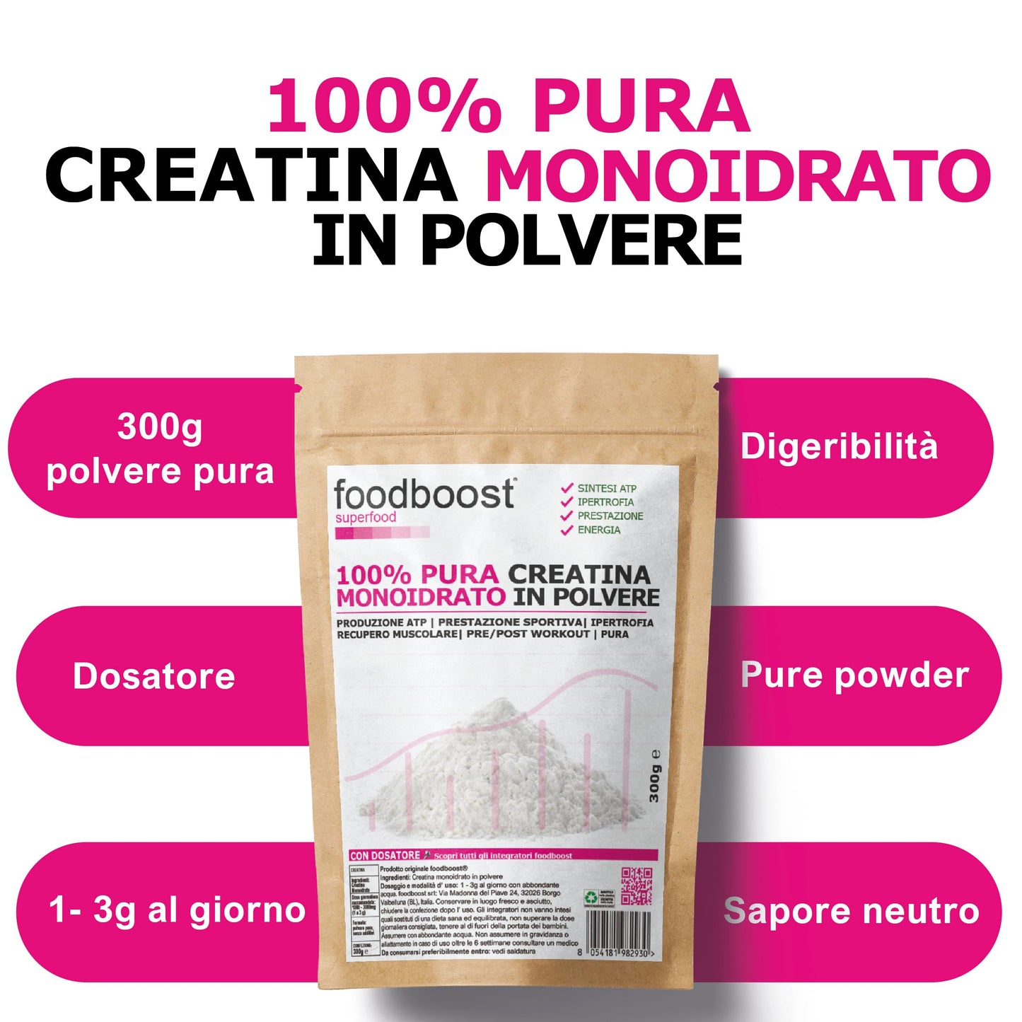 Creatina Monoidrato in polvere da 300 g