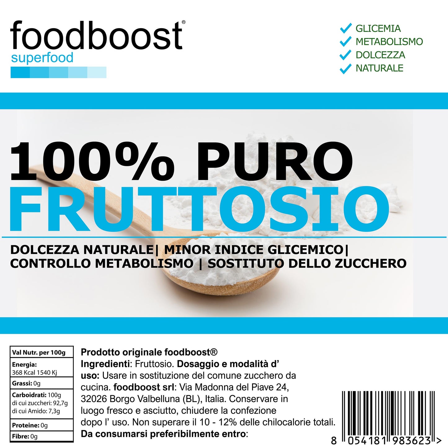 Fruttosio in polvere da 1 Kg