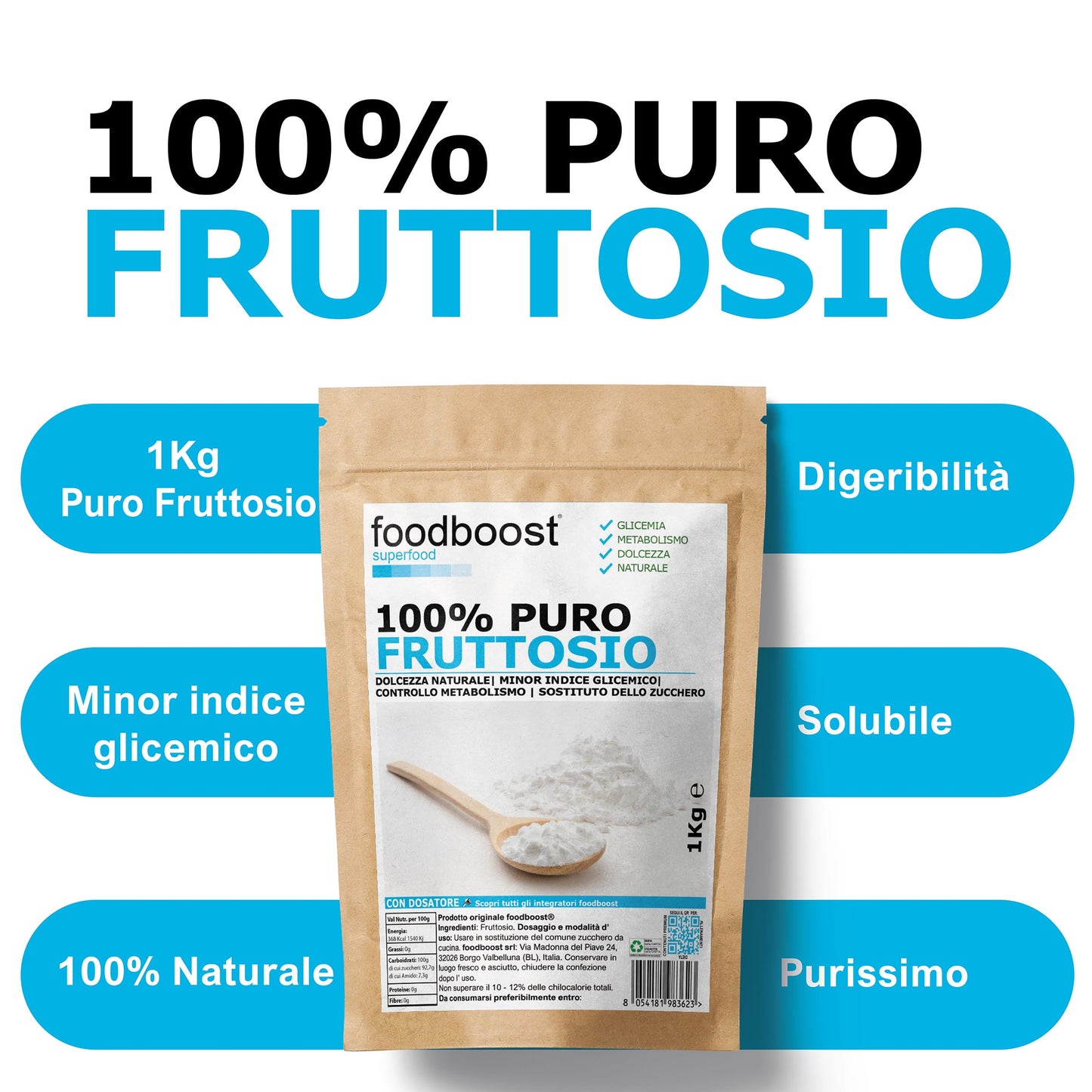 Fruttosio in polvere da 1 Kg