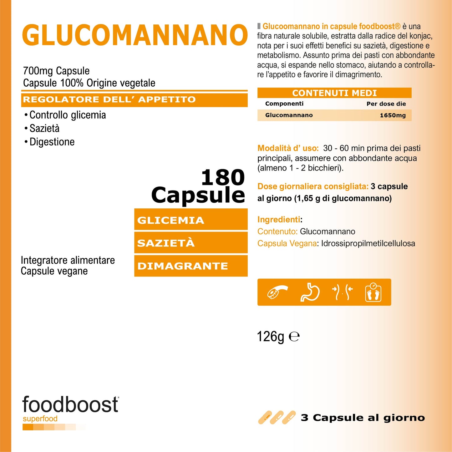 Glucomannano 700 mg in capsule