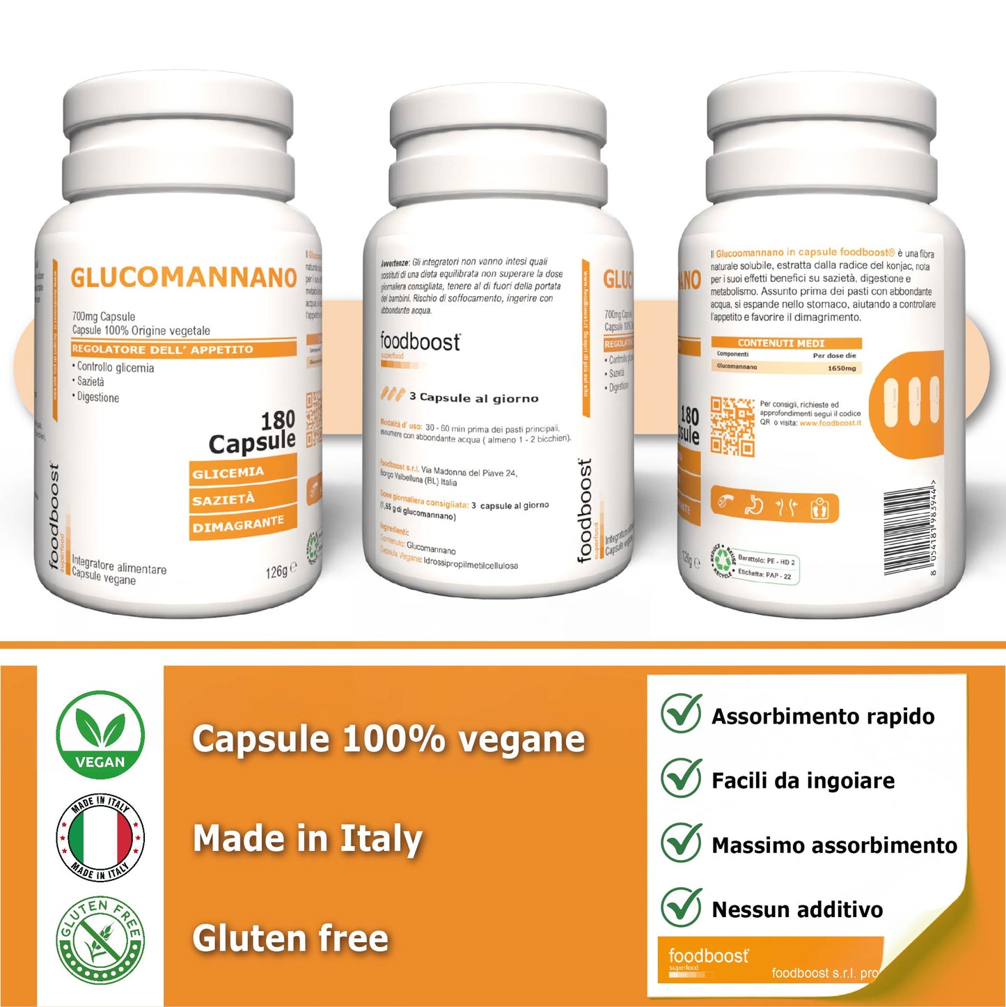 Glucomannano 700 mg in capsule