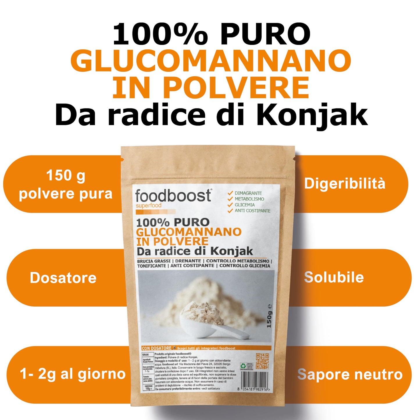 Glucomannano in polvere da 150 g