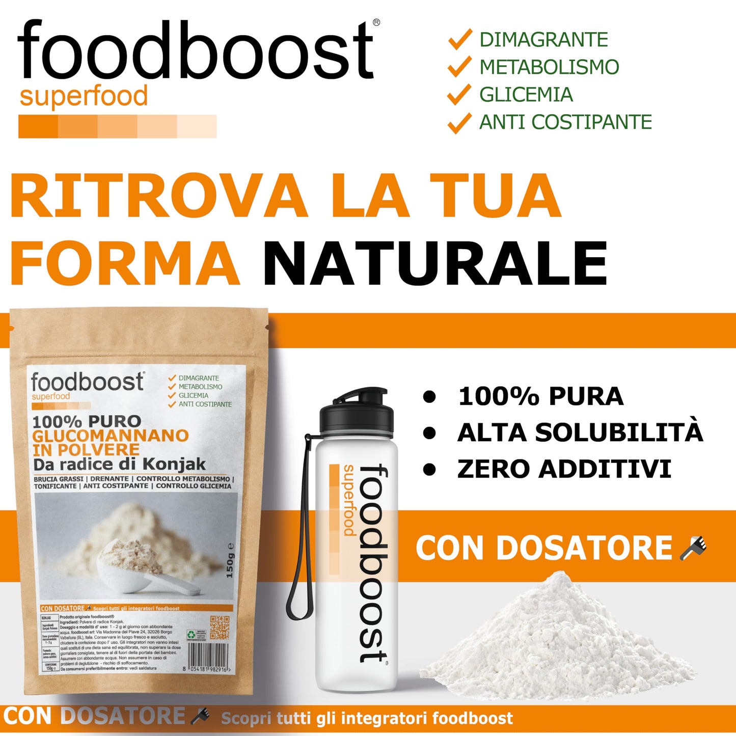 Glucomannano in polvere da 150 g