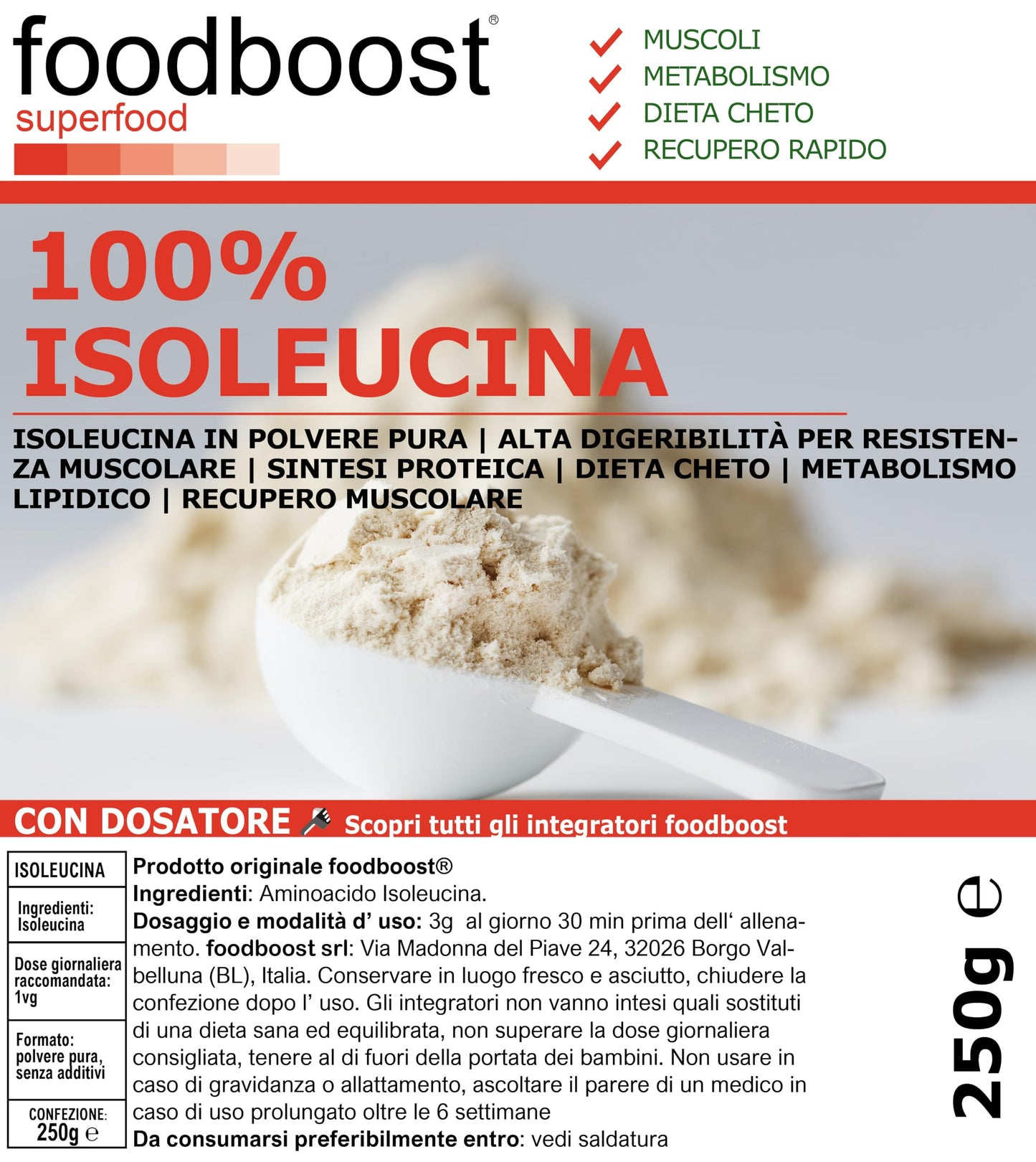 Isoleucina in polvere da 250g