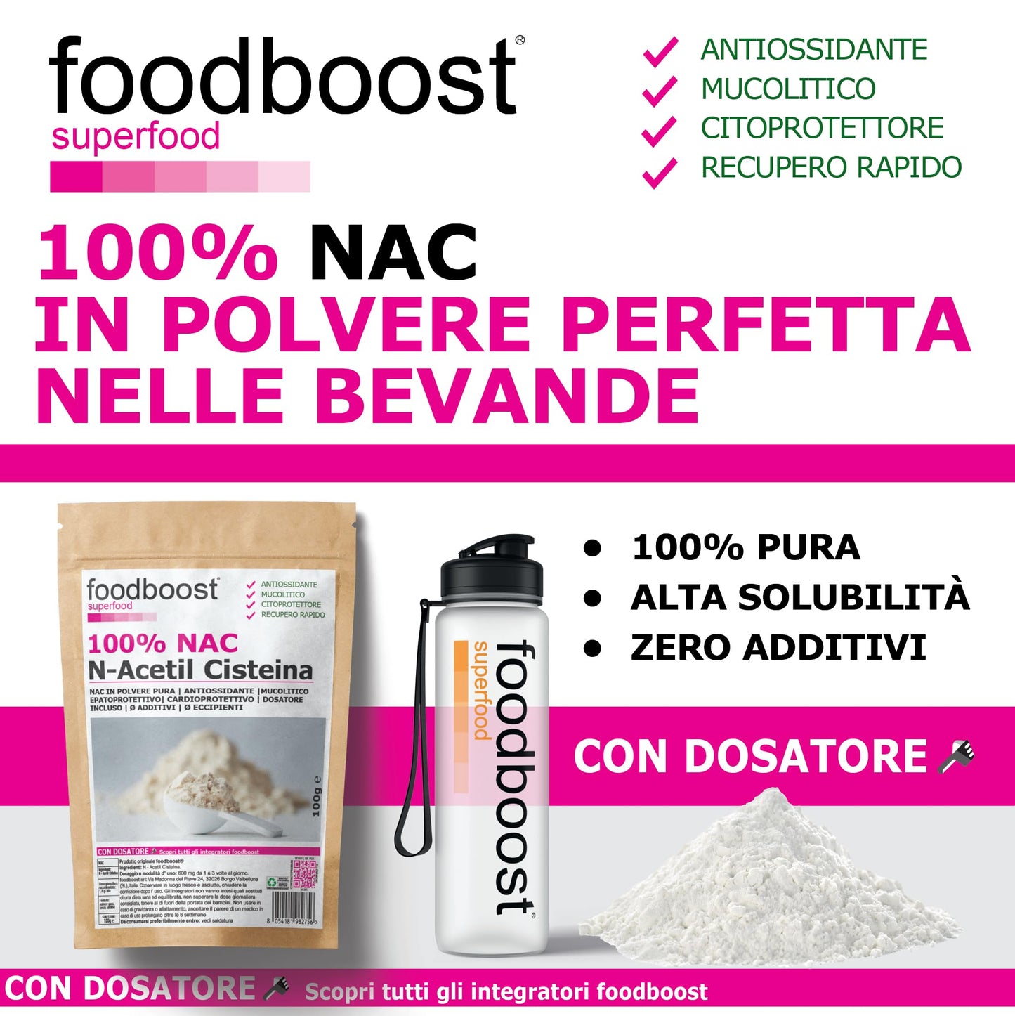 NAC N - Acetil Cisteina Pura in polvere da 100 g