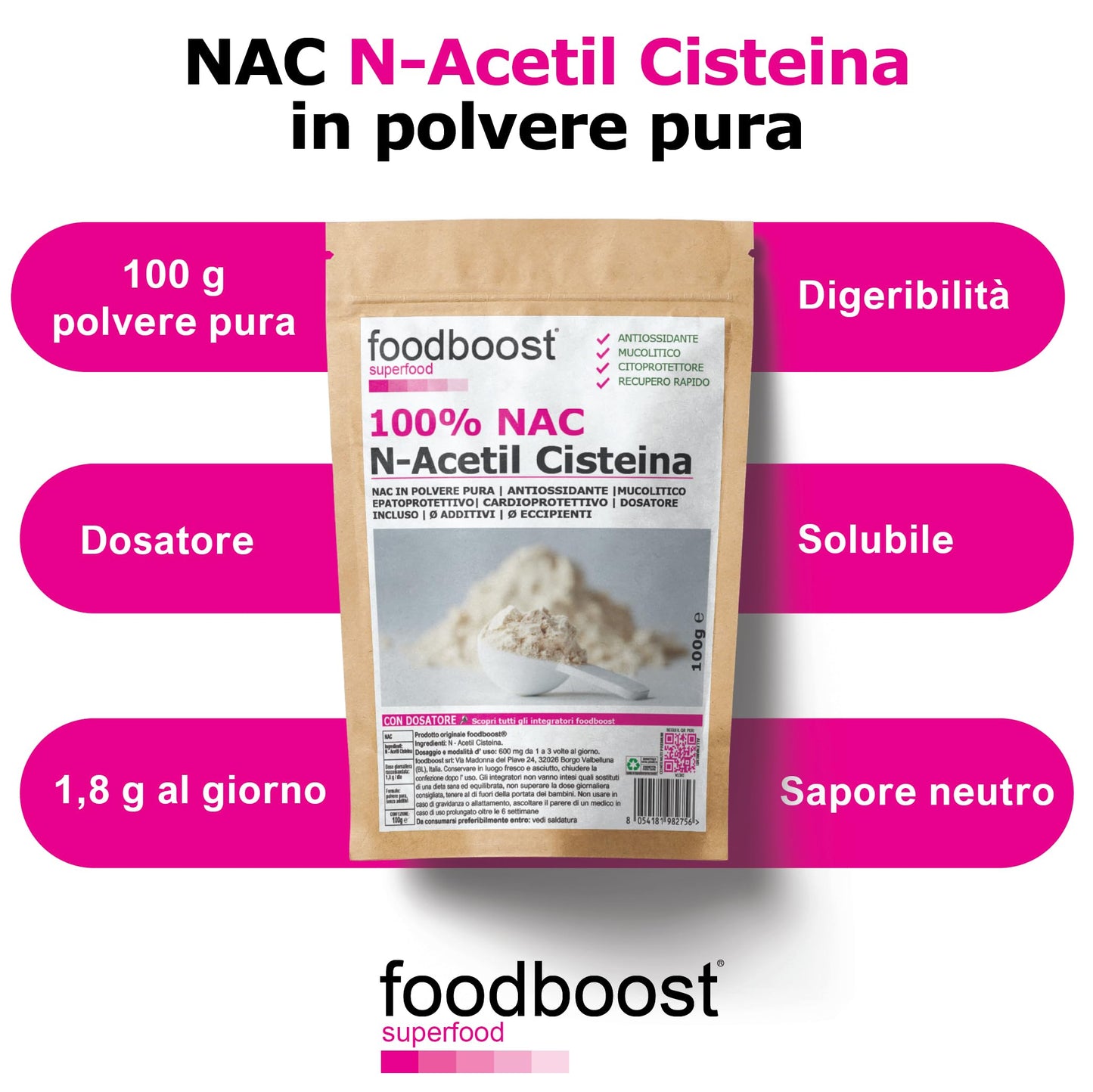 NAC N - Acetil Cisteina Pura in polvere da 100 g