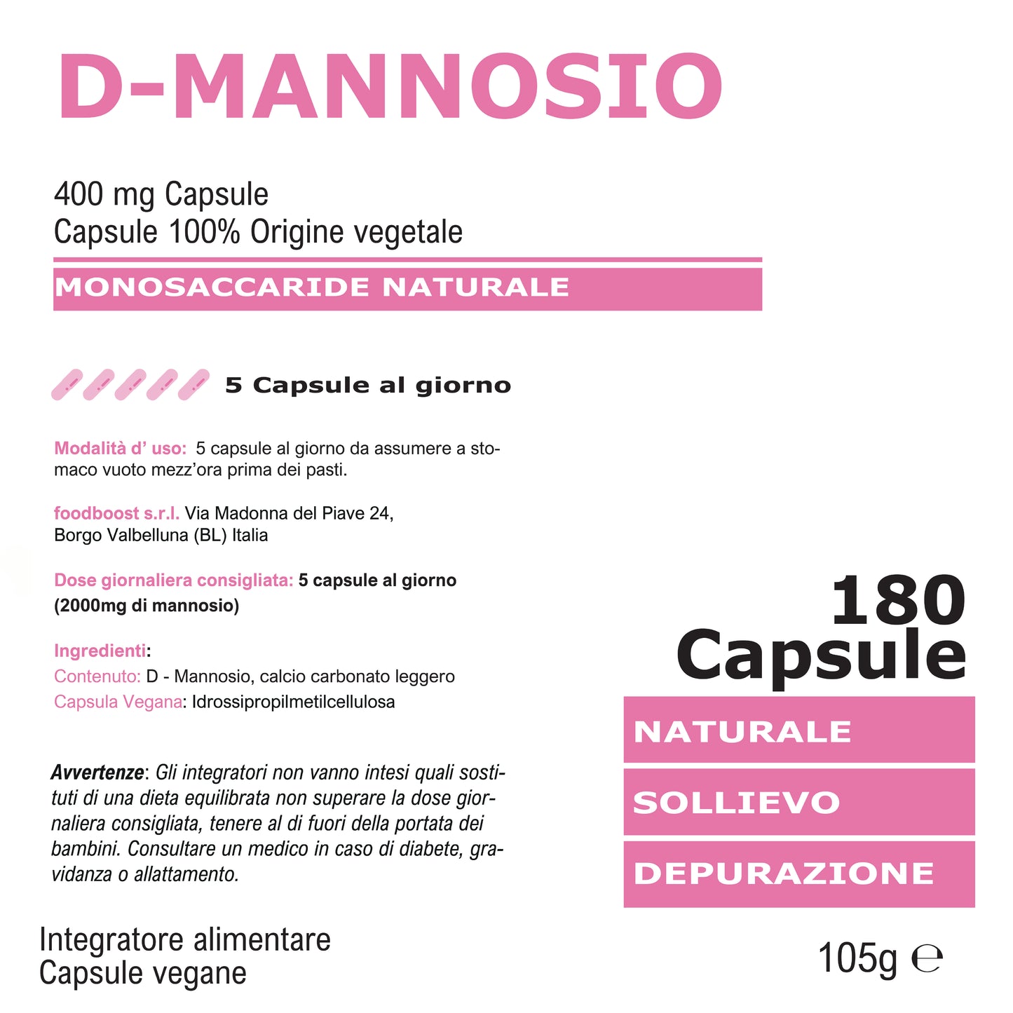 Mannosio 400 mg in capsule