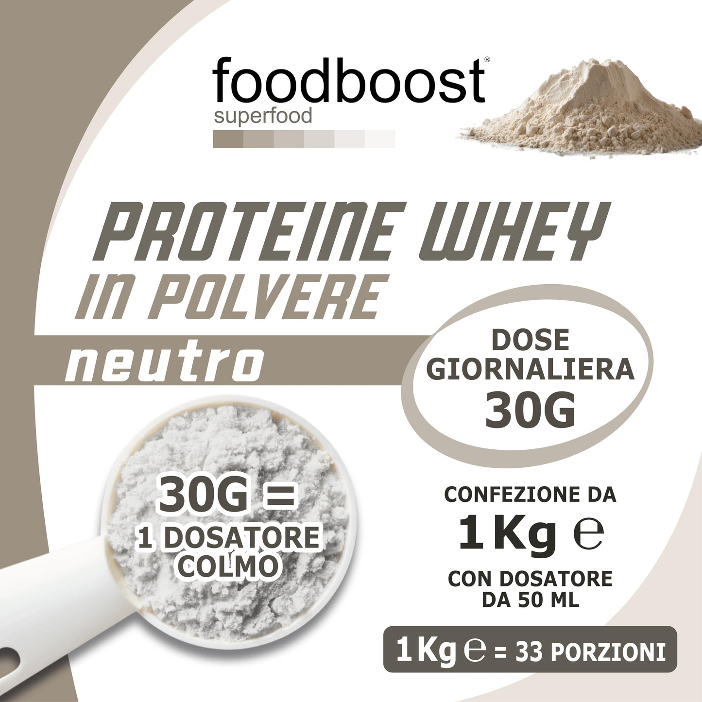 Proteine Whey Neutro da 1 kg in polvere