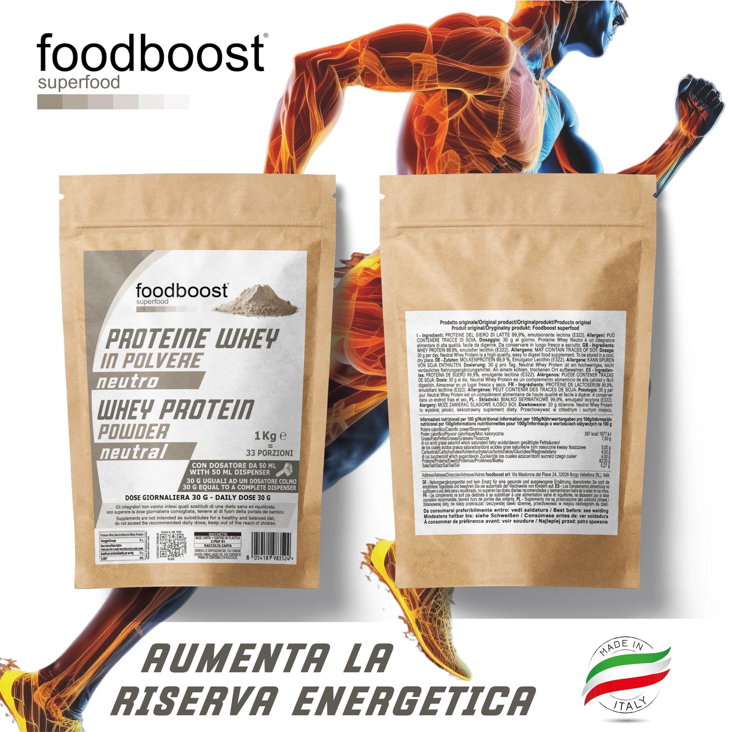Proteine Whey Neutro da 1 kg in polvere