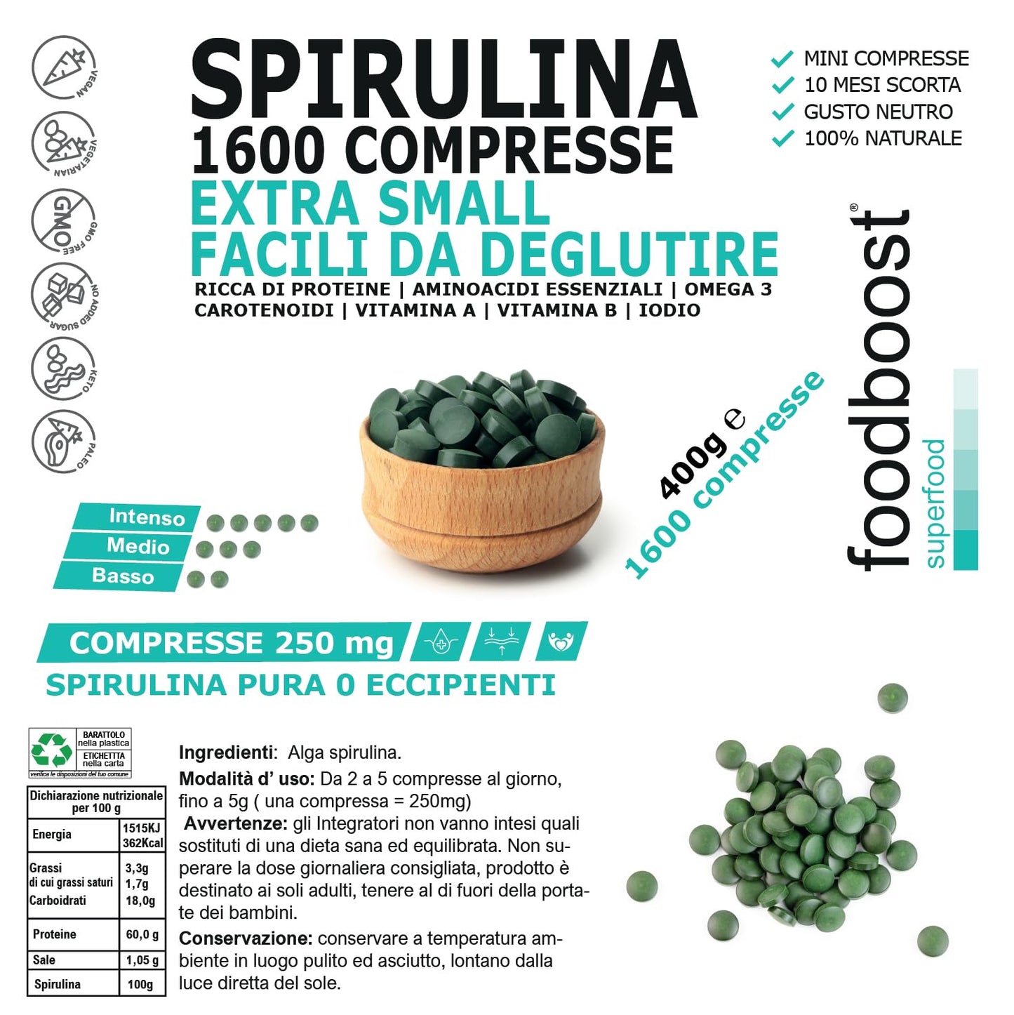 Spirulina in 400g tablets