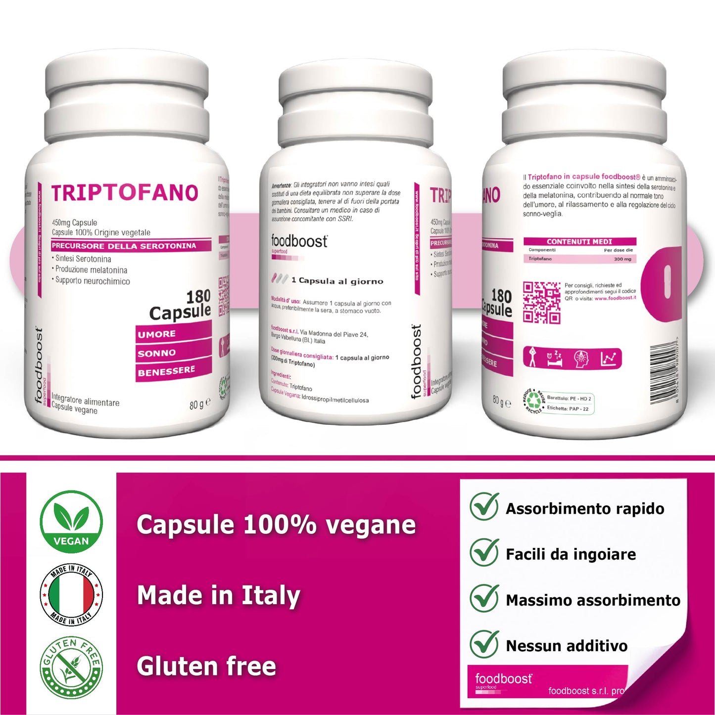 Triptofano 450 mg in capsule