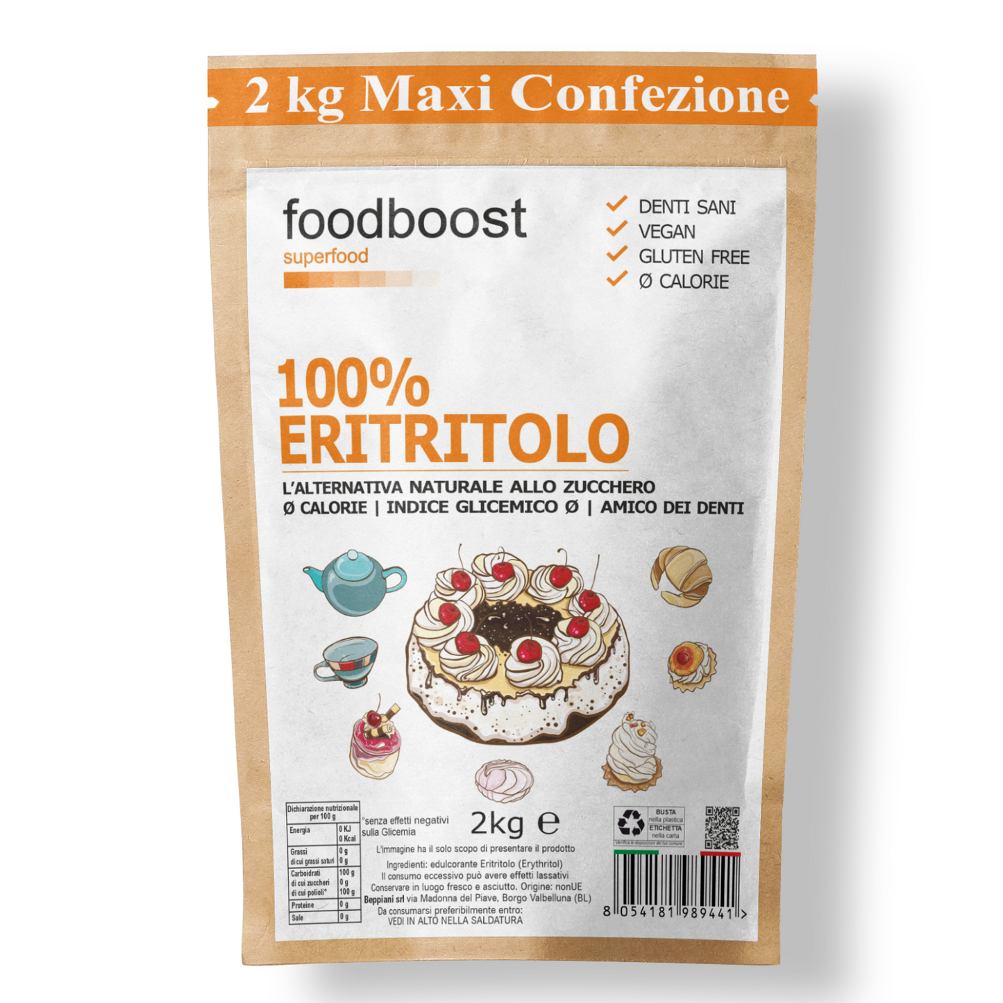 100% Eritritolo - 1kg o 2Kg