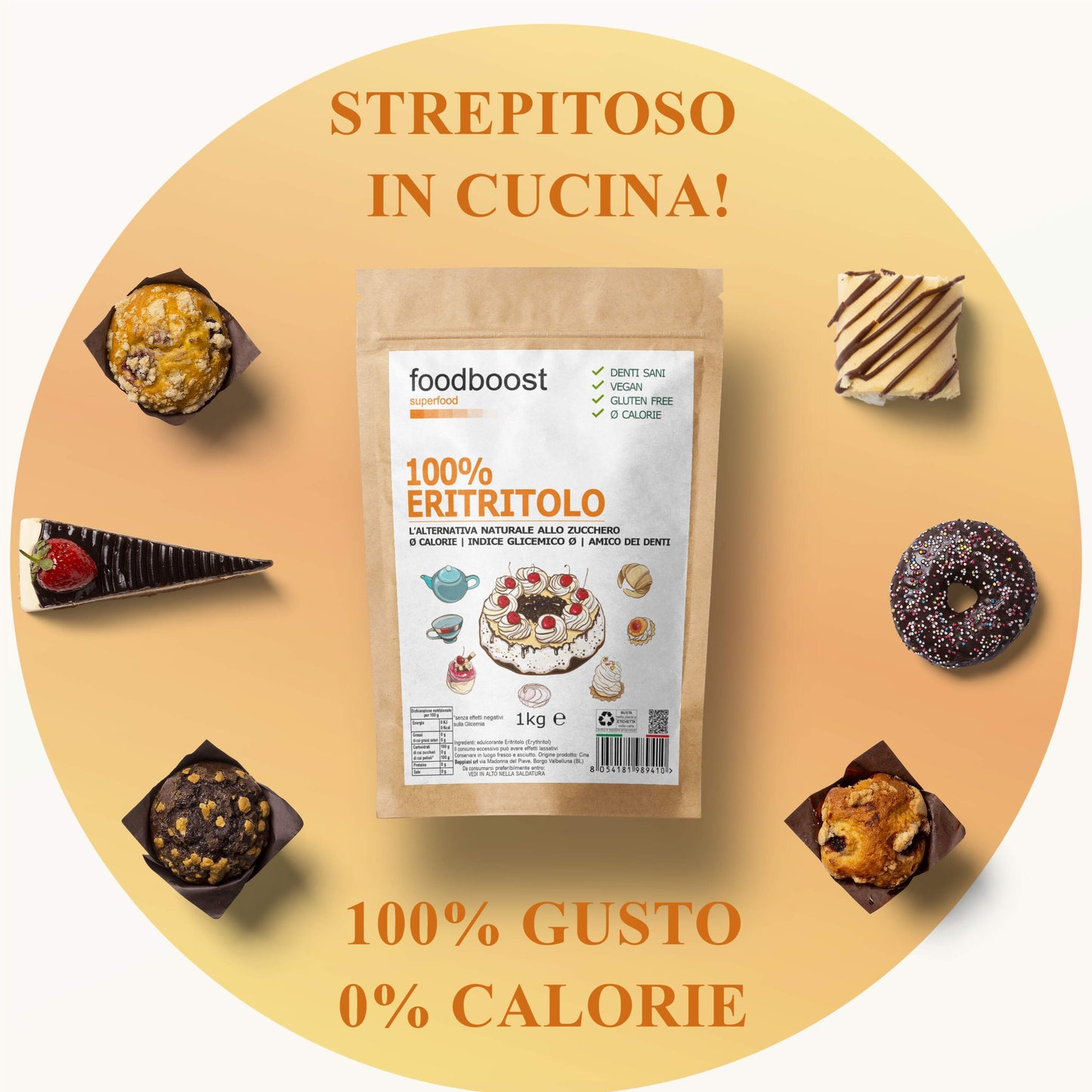100% Eritritolo - 1kg o 2Kg