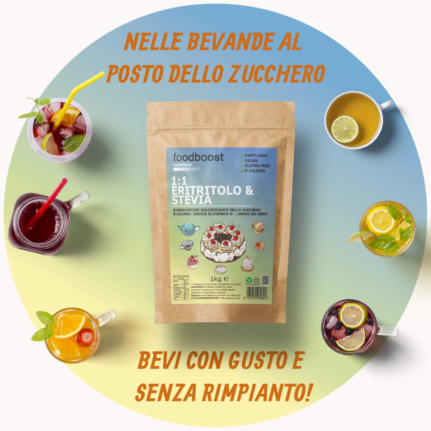 Erythritol with Stevia sweet as sugar (1:1)