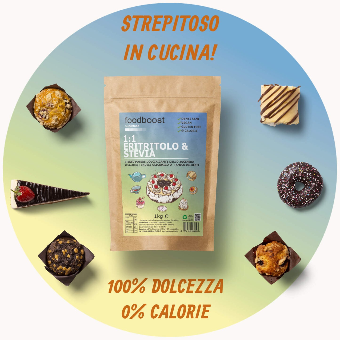 Erythritol with Stevia sweet as sugar (1:1)