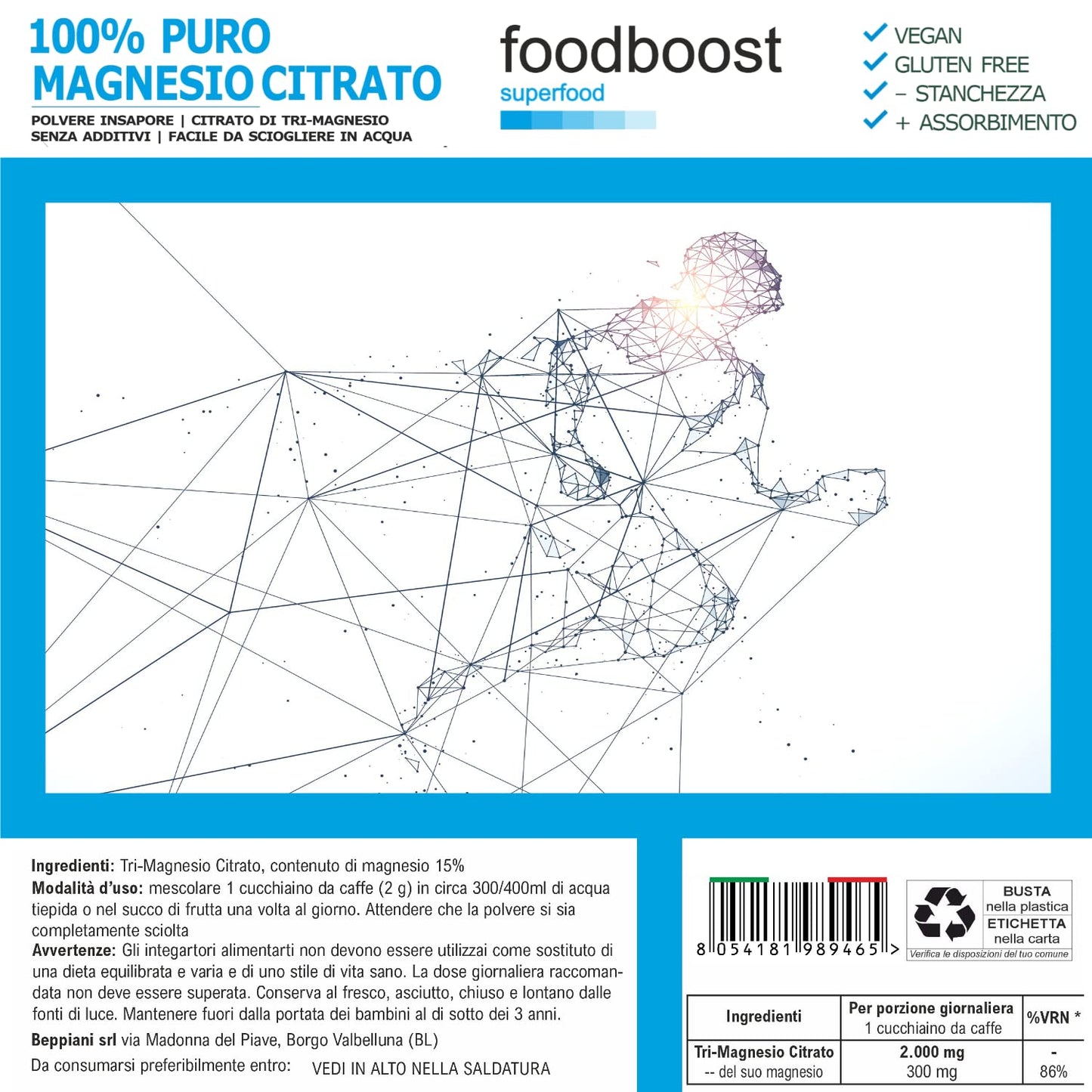 Magnesio Citrato in Polvere da 300 g