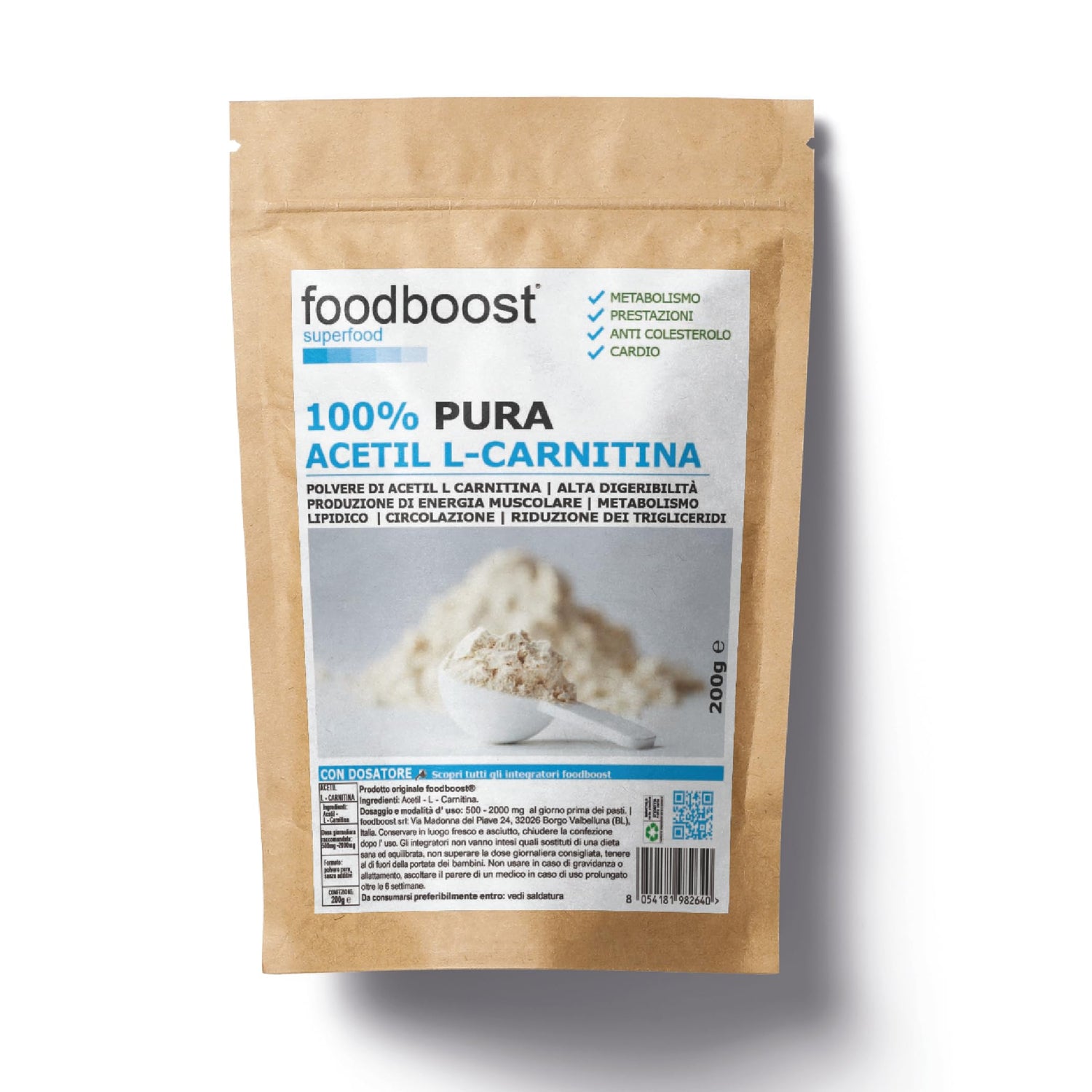 Acetil L-Carnitina 200g in Polvere