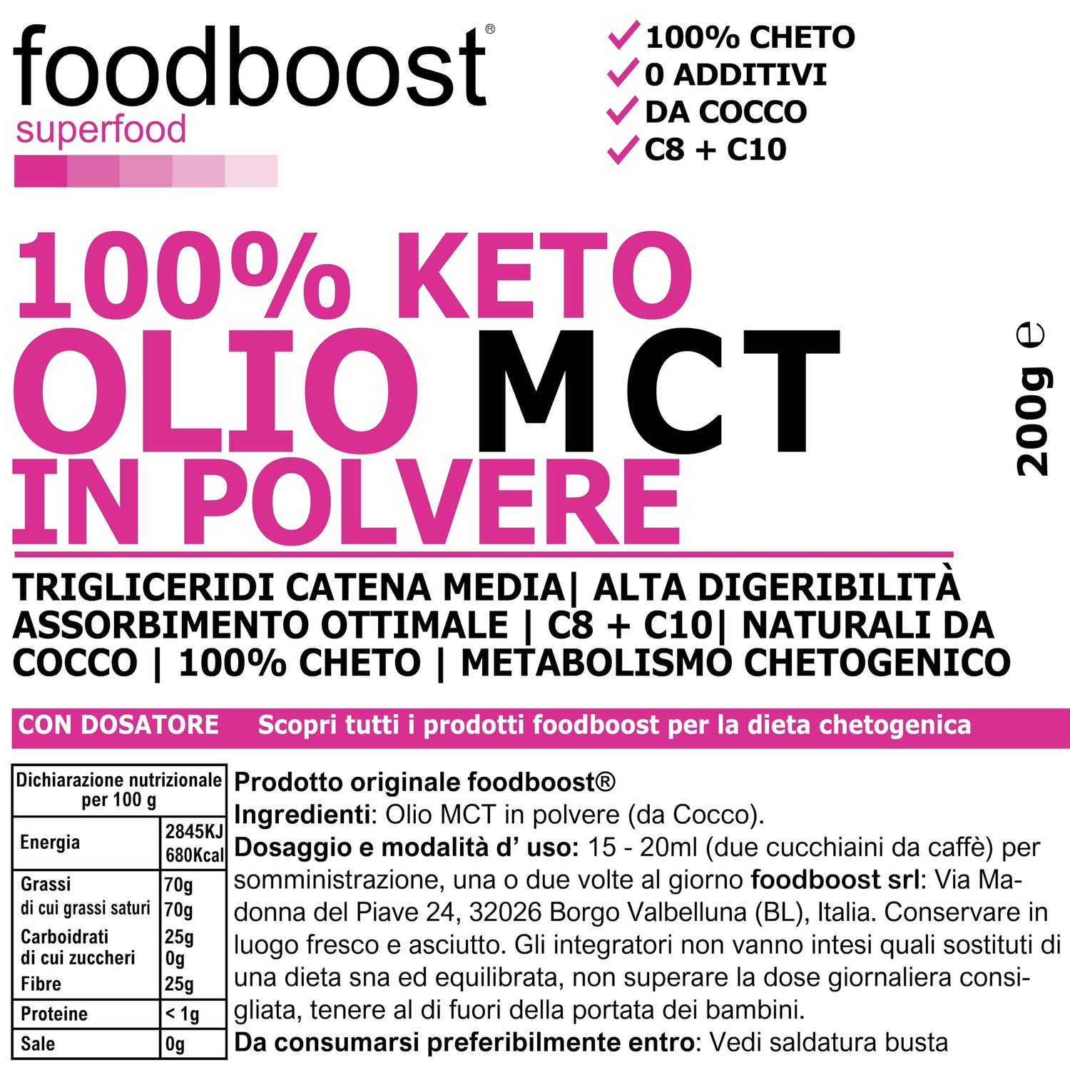 Olio MCT da 200g in Polvere