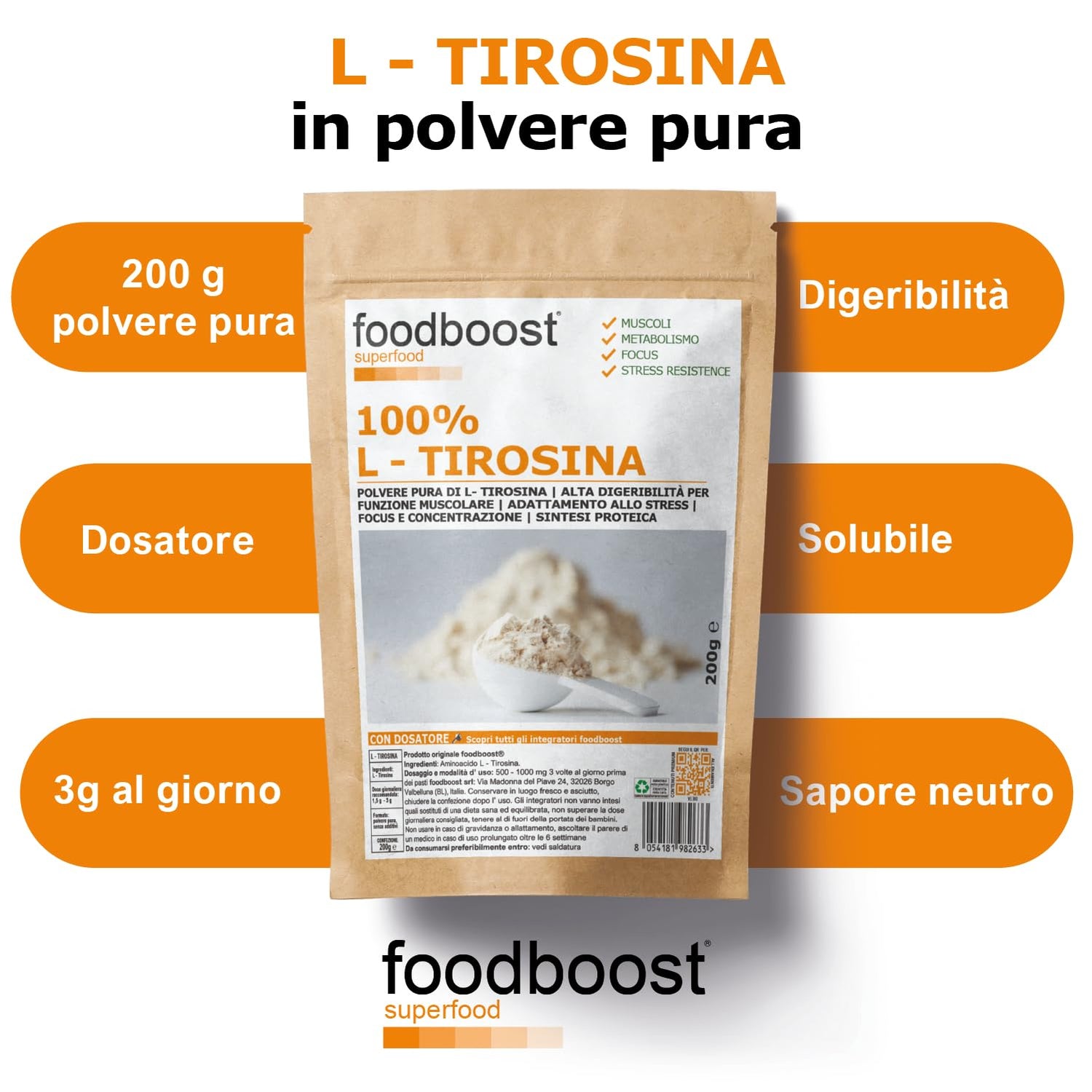 L-Tirosina da 200g  in Polvere