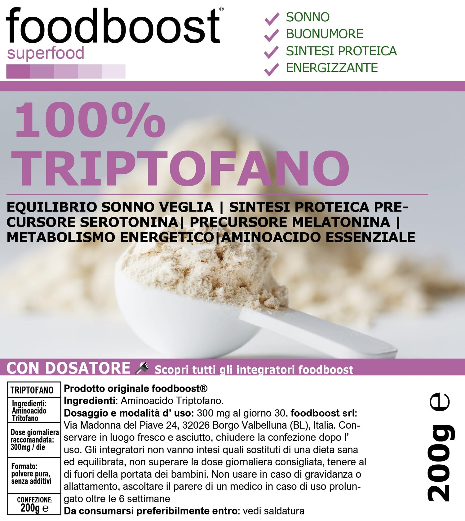 Triptofano in Polvere da 200 g