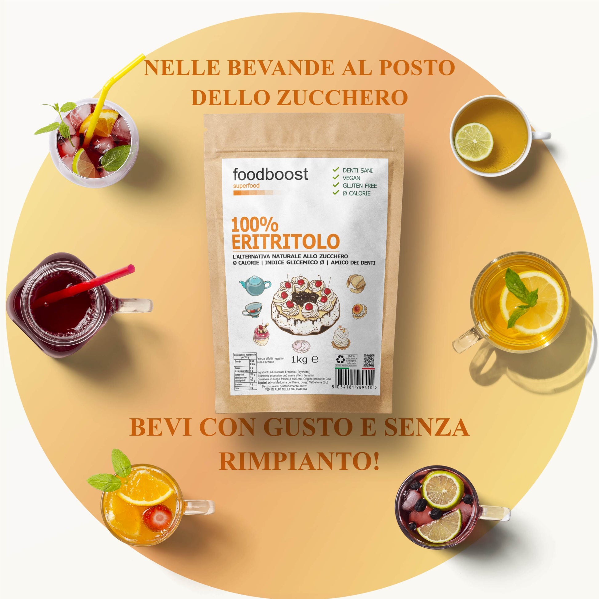 Eritritolo Plus dolcificante naturale 1 kg - Metafood